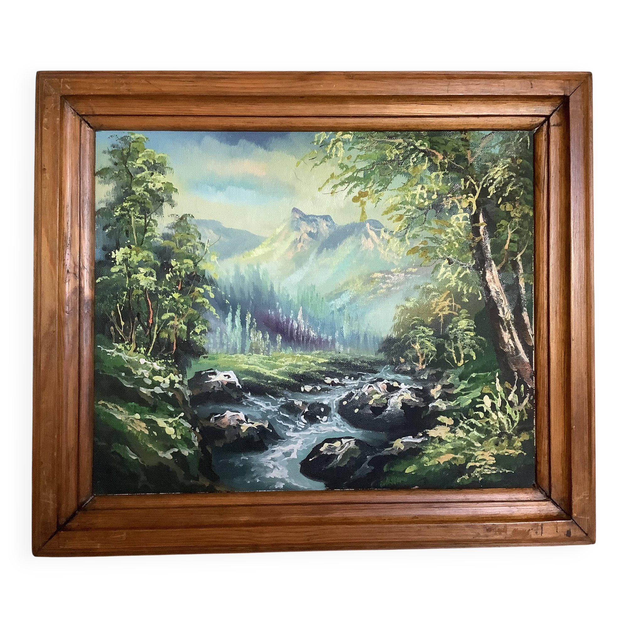 Mountain and torrent landscape painting