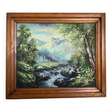 Mountain and torrent landscape painting