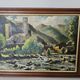 Painting - Oil on panel Mountain landscape river signed Gabriel Pinson