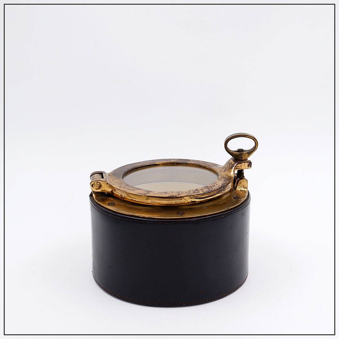 Vintage Dunhill Leather and Brass Cigar Humidor, 1960s