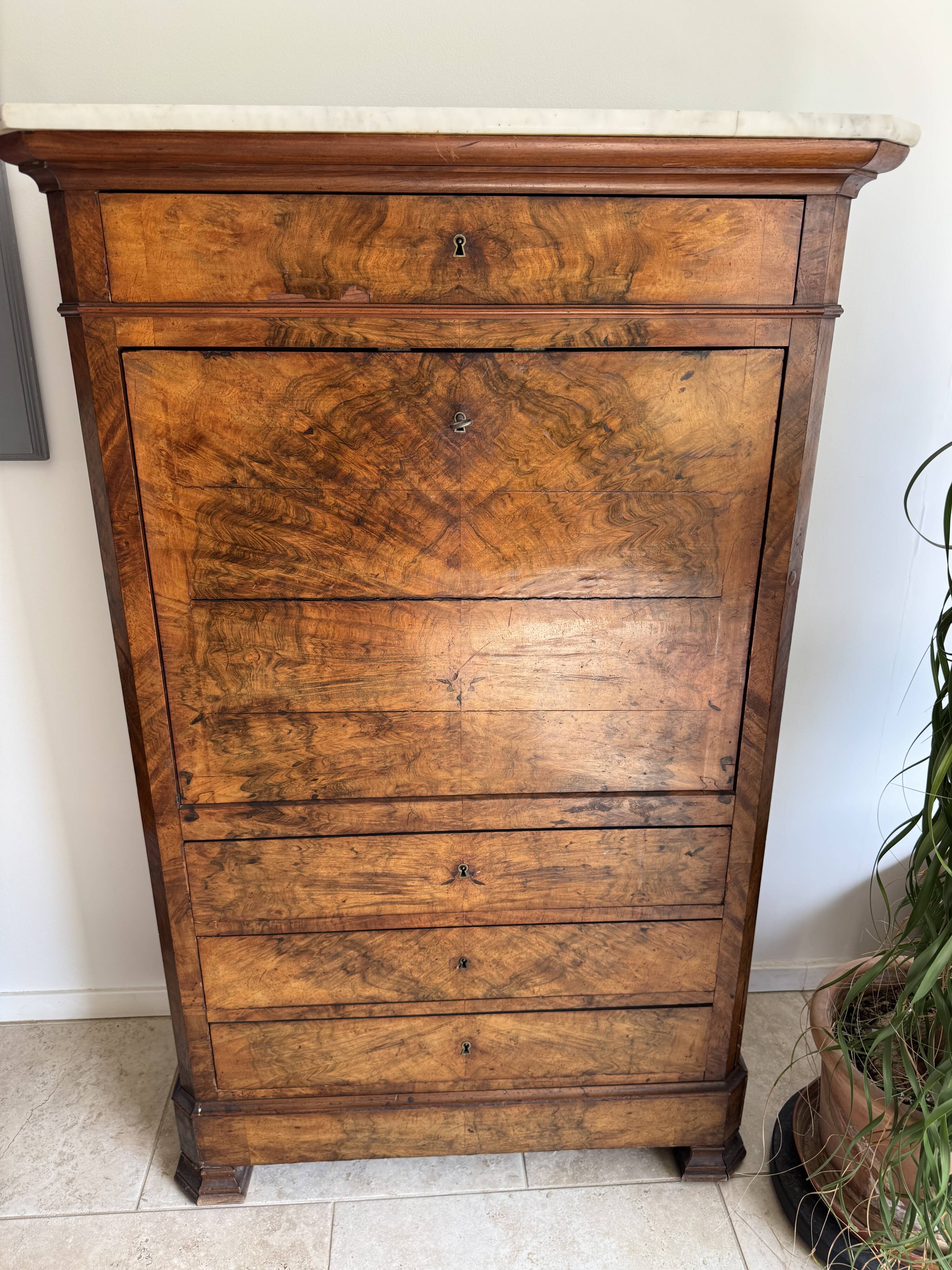 Secretaire, Louis, philippe, ronce de noyer
