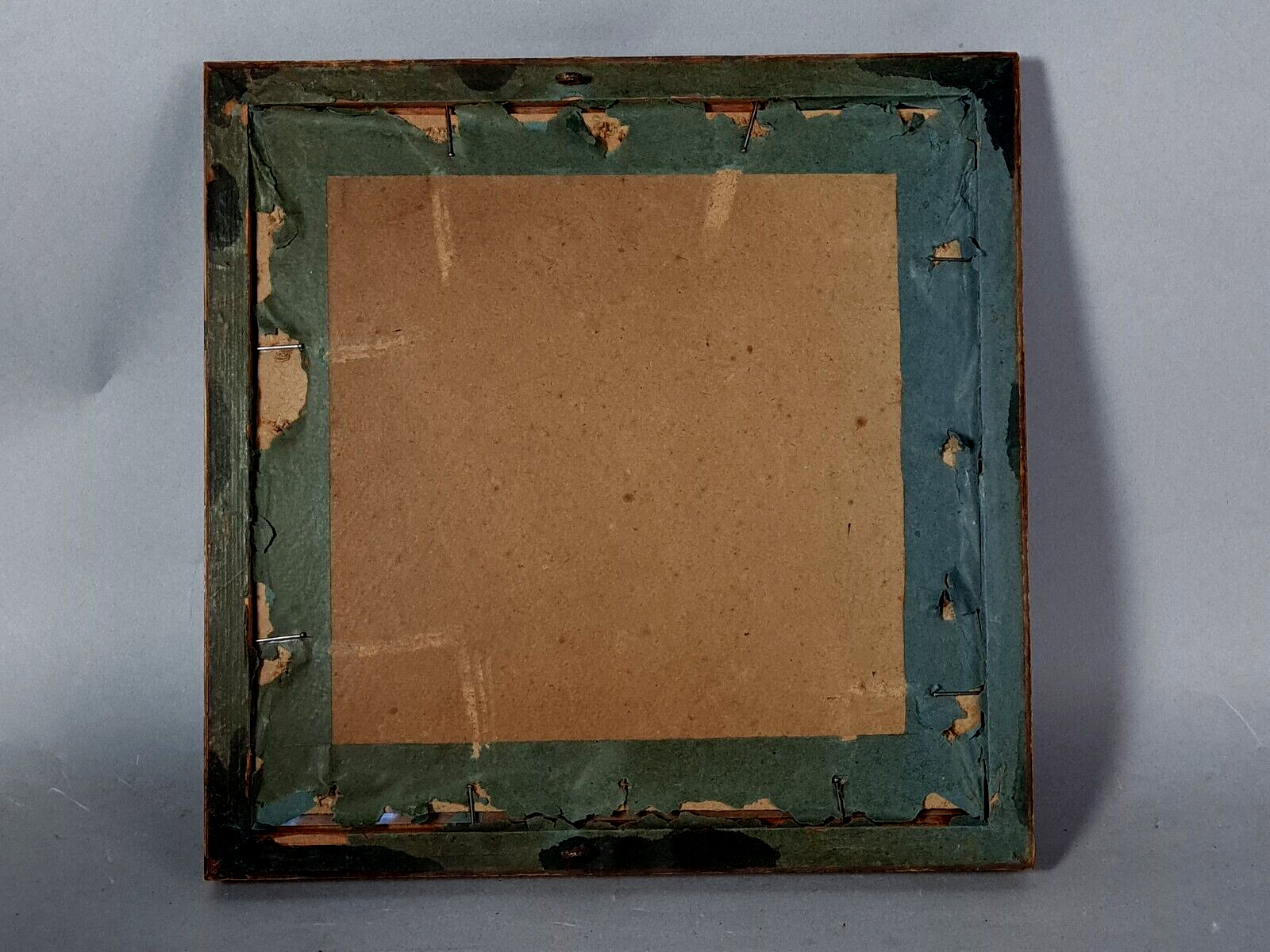 Old square frame 27x27 foliage 24x24 cm gilded stucco wood + glass SB113