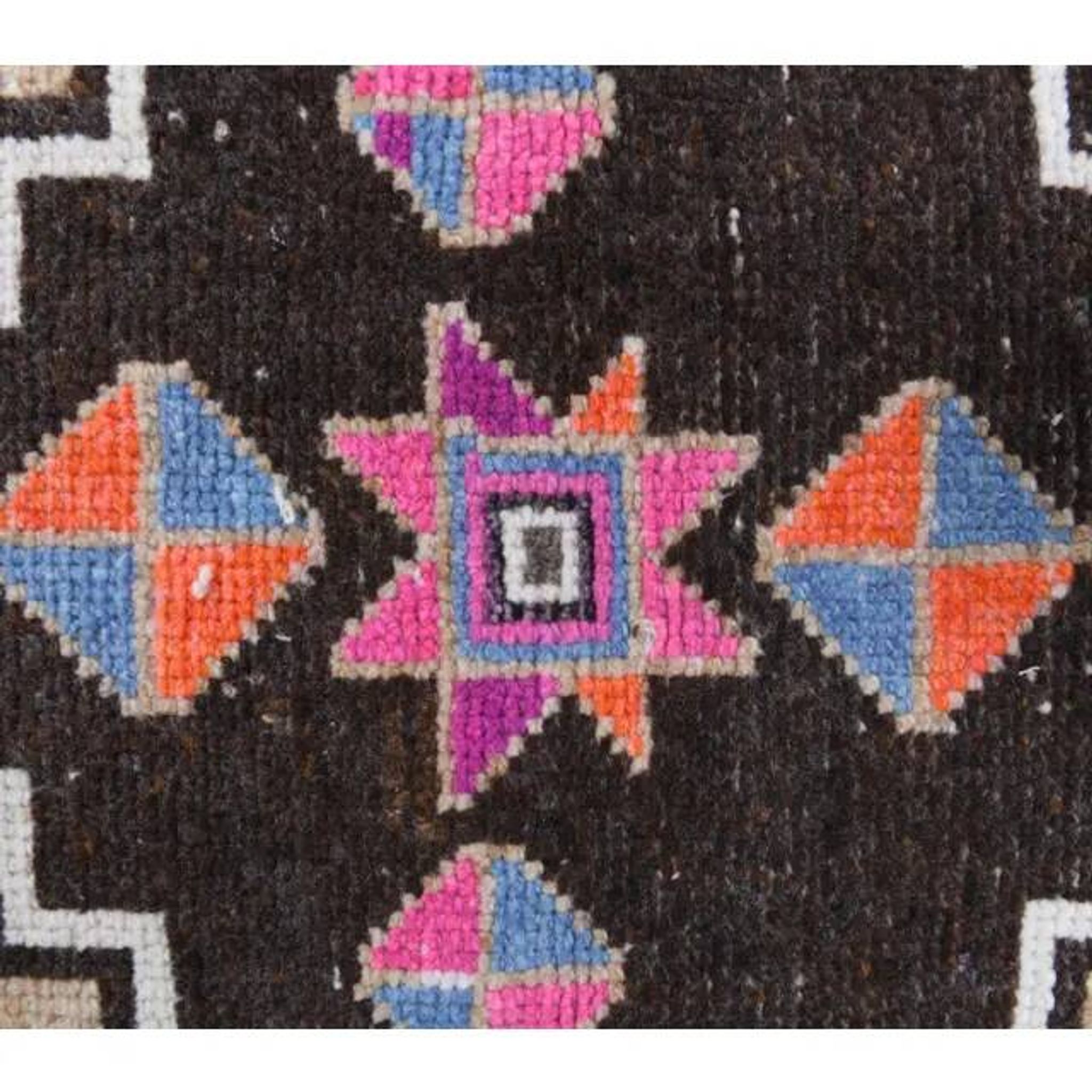 1980s Vintage Turkish Hand-Knotted Wool Cotton White Runner Rug 75x385