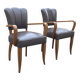 Pair of vintage bridge armchairs in genuine leather