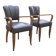 Pair of vintage bridge armchairs in genuine leather