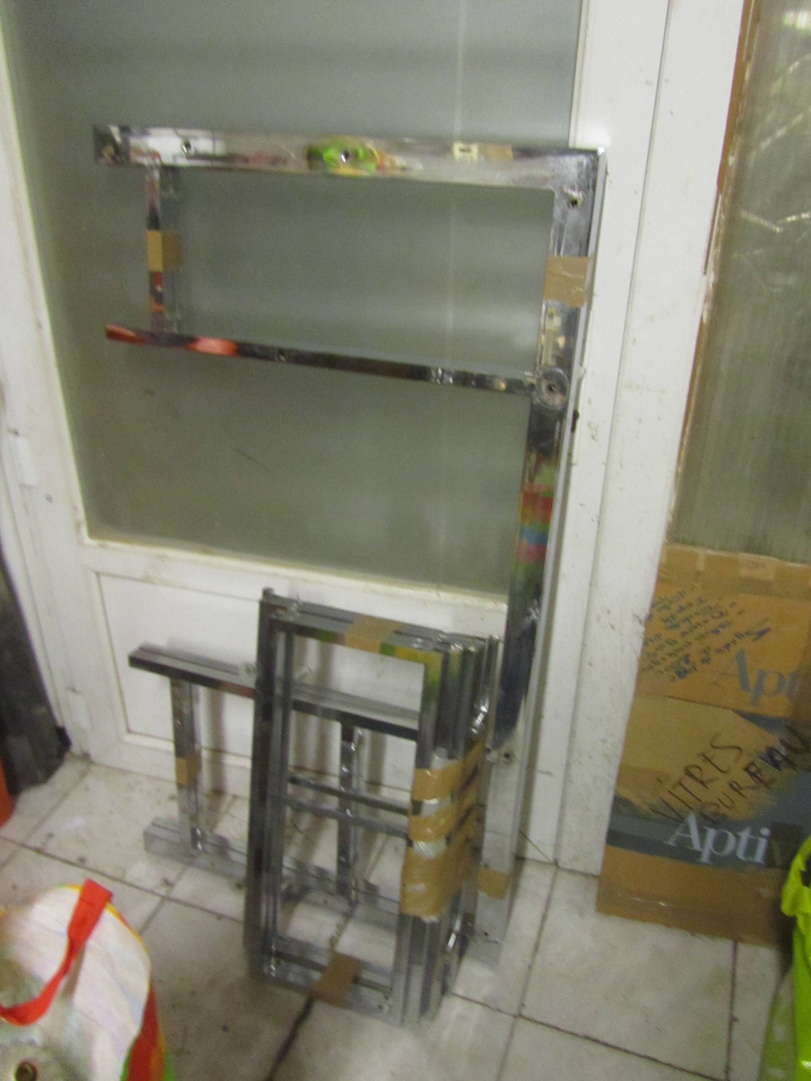 Vintage 70s chrome and smoked glass desk.