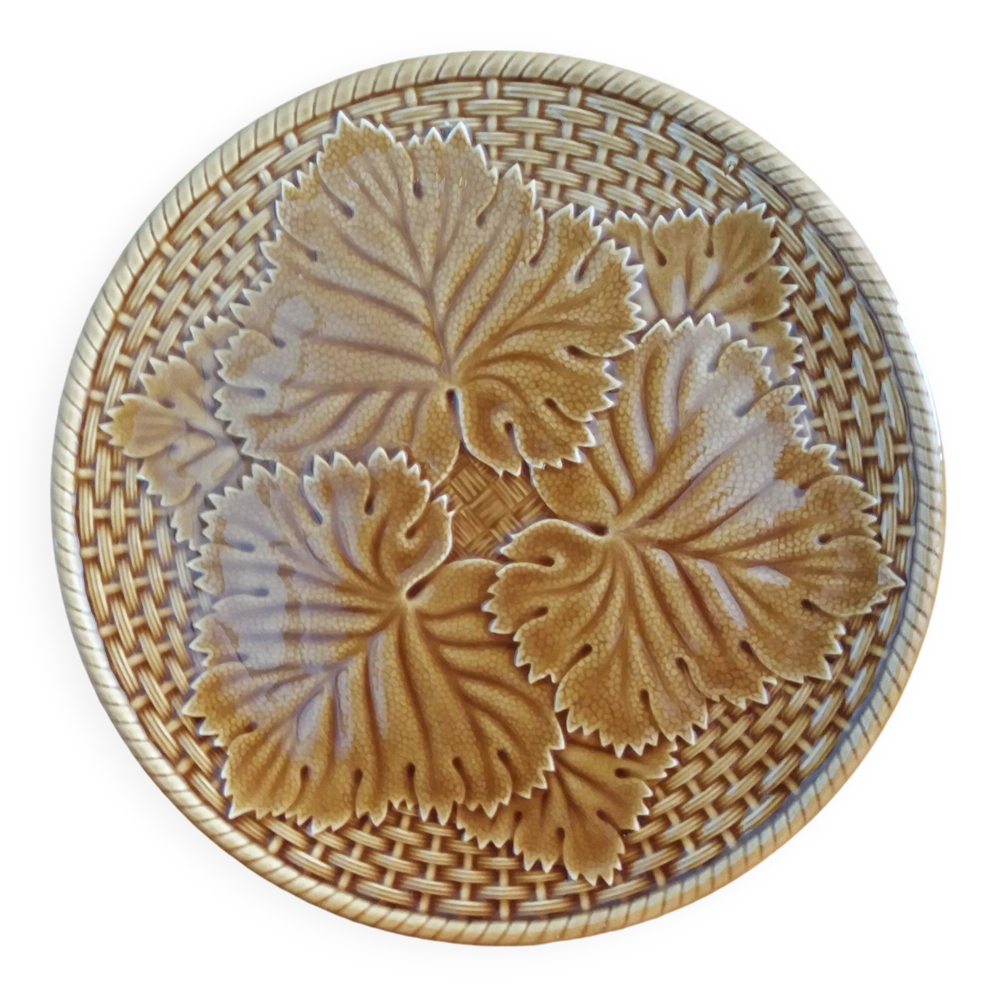 Pie dish cheese platter barbotine Gien 60s