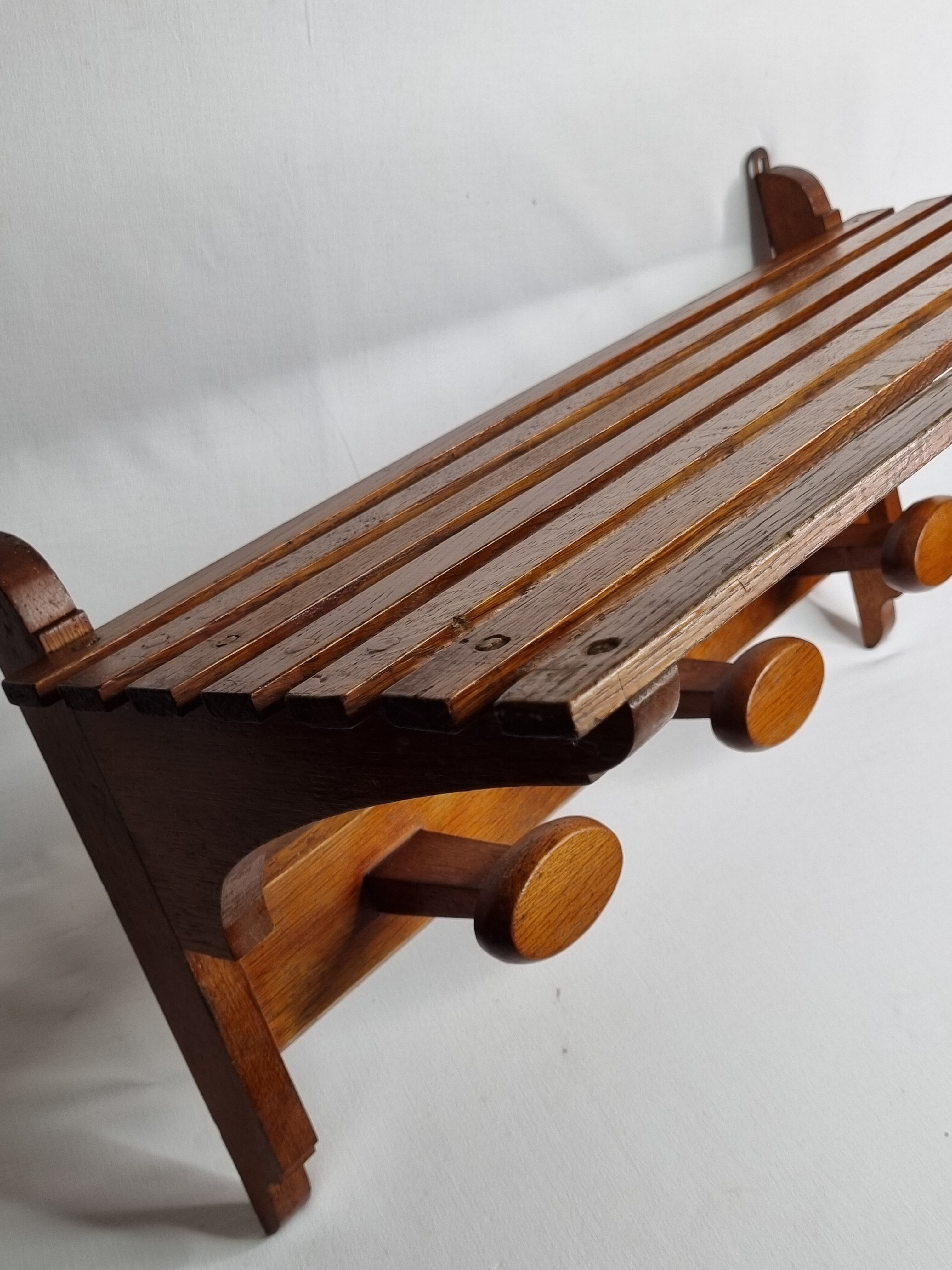 Vintage design wall coat rack, 3 oval hooks, 50s/60s, 62 cm