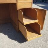 Old wooden administration office with sliding shelf