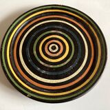 Plat XL centre de table en terre cuite vernissée céramique 1950