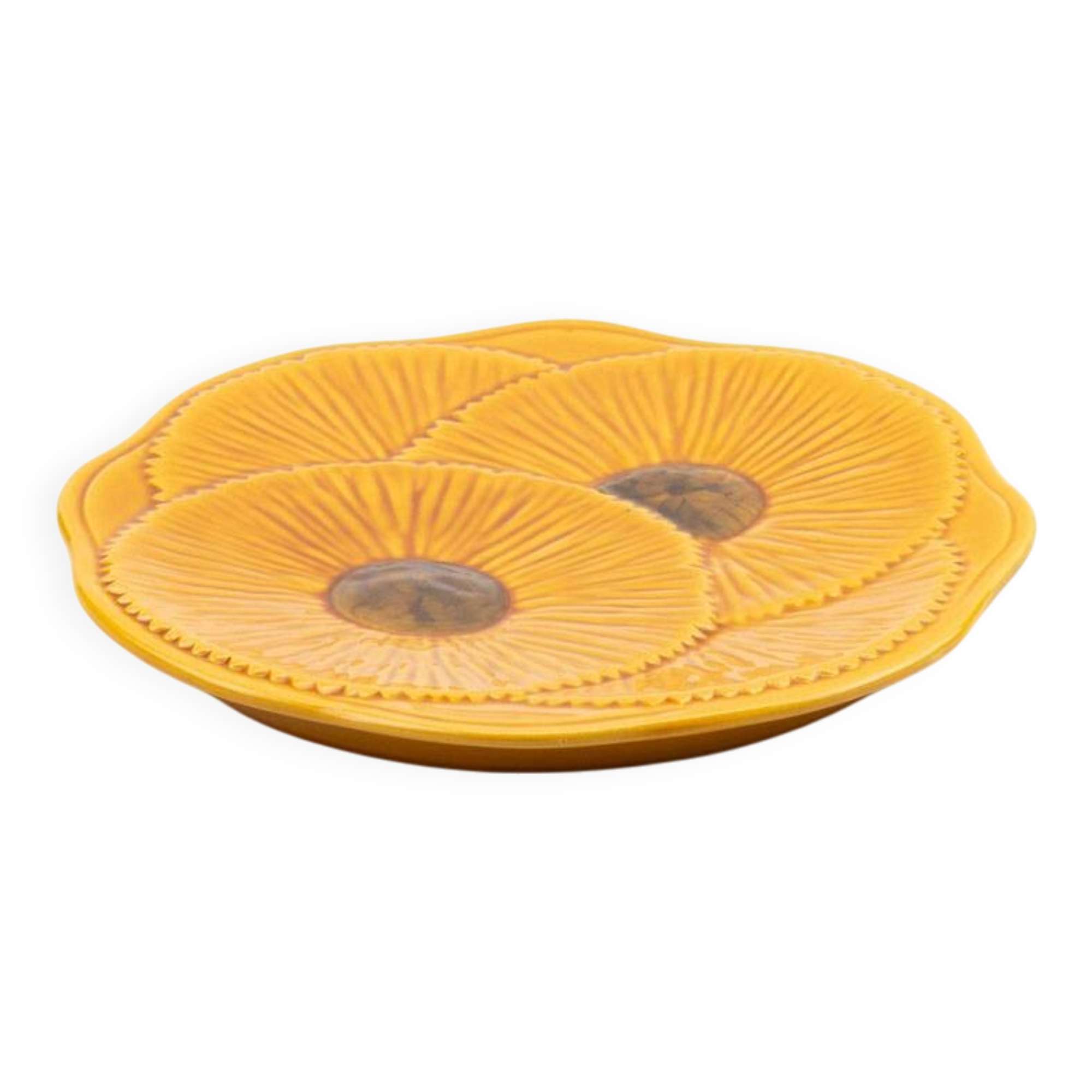 Vintage Vallauris ceramic plate - 1960s yellow floral design