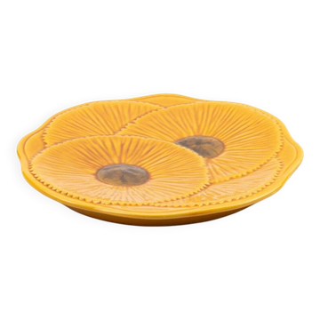 Plateau vintage Vallauris en céramique - Décor floral jaune années 60