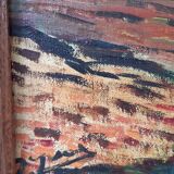 Tableau huile sur toile paysage arbres expressionnistes années 30-40 signé