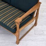 1970s, Scandinavian 2-seater sofa, furniture wool, solid oak wood.