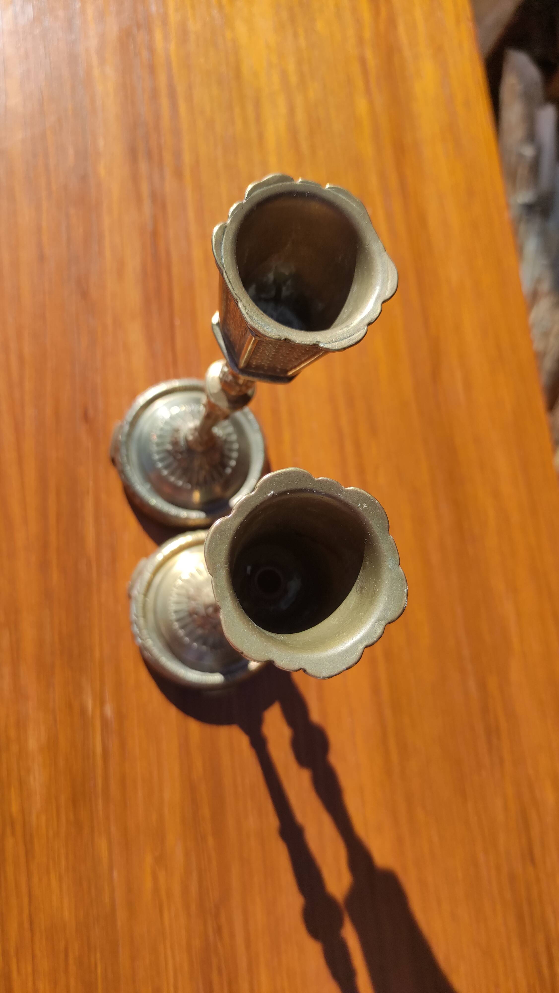 Vintage gilded brass candlesticks