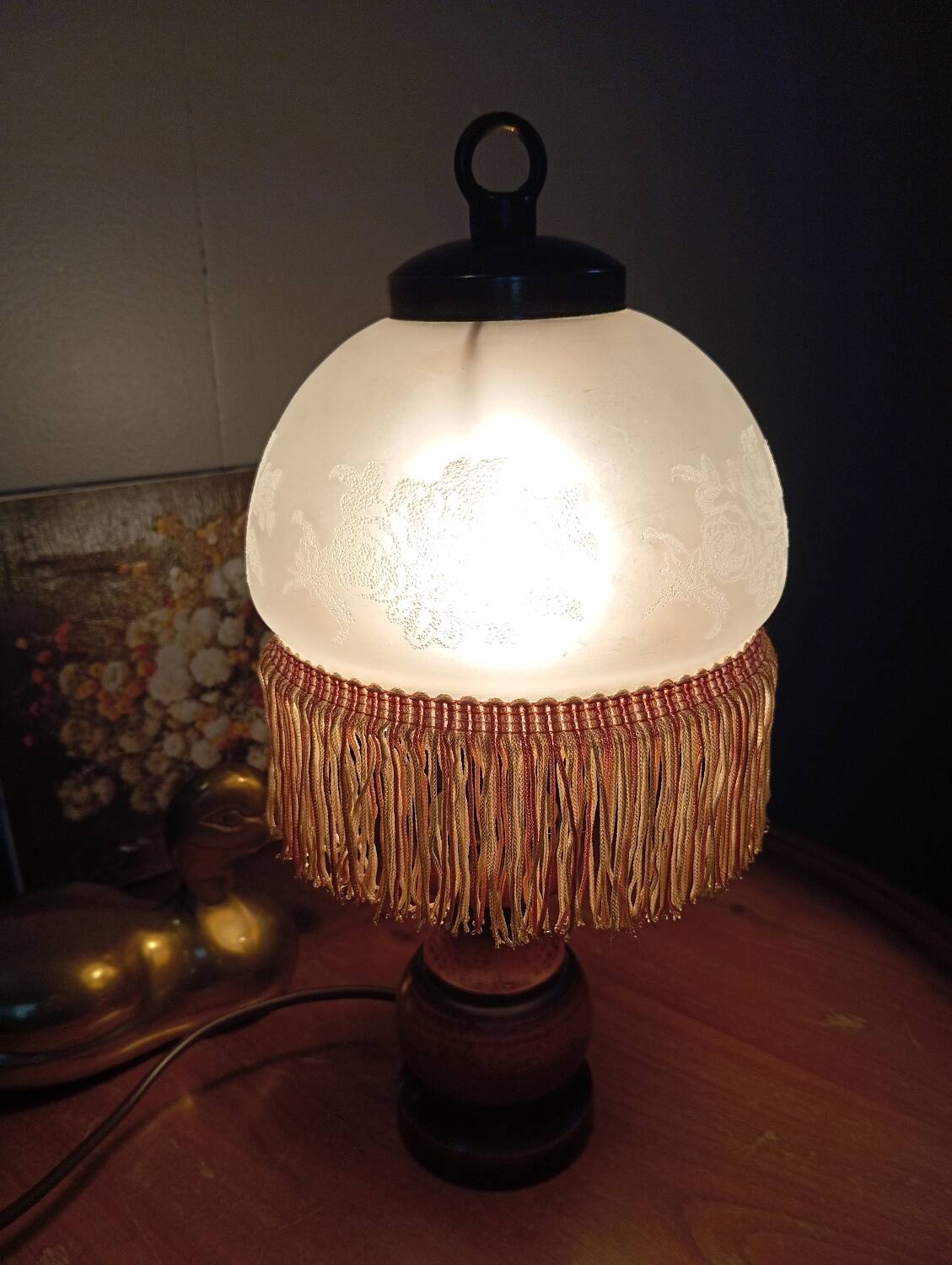 Lampe de chevet vintage romantique verre à franges