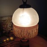 Romantic vintage bedside lamp with fringed glass