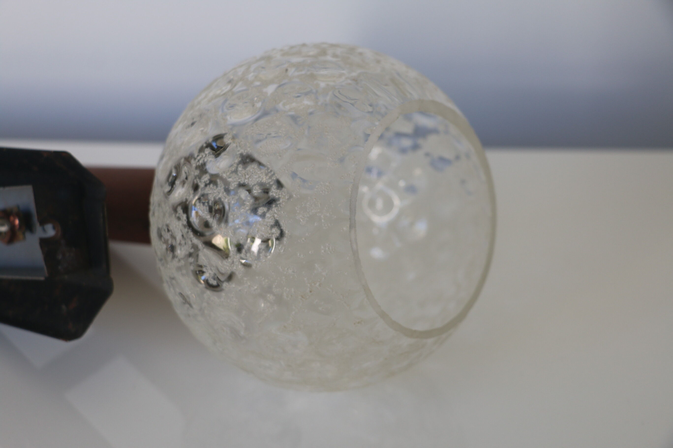 Wall lamp teak metal and glass