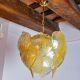 Chandelier leaves Murano Mazzega, gilded frosted glass, italy 1970