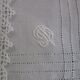 4 antique embroidered, monogrammed tea towels