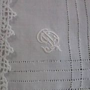 4 antique embroidered, monogrammed tea towels