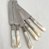 6 antique mother-of-pearl and silver-plated metal knives