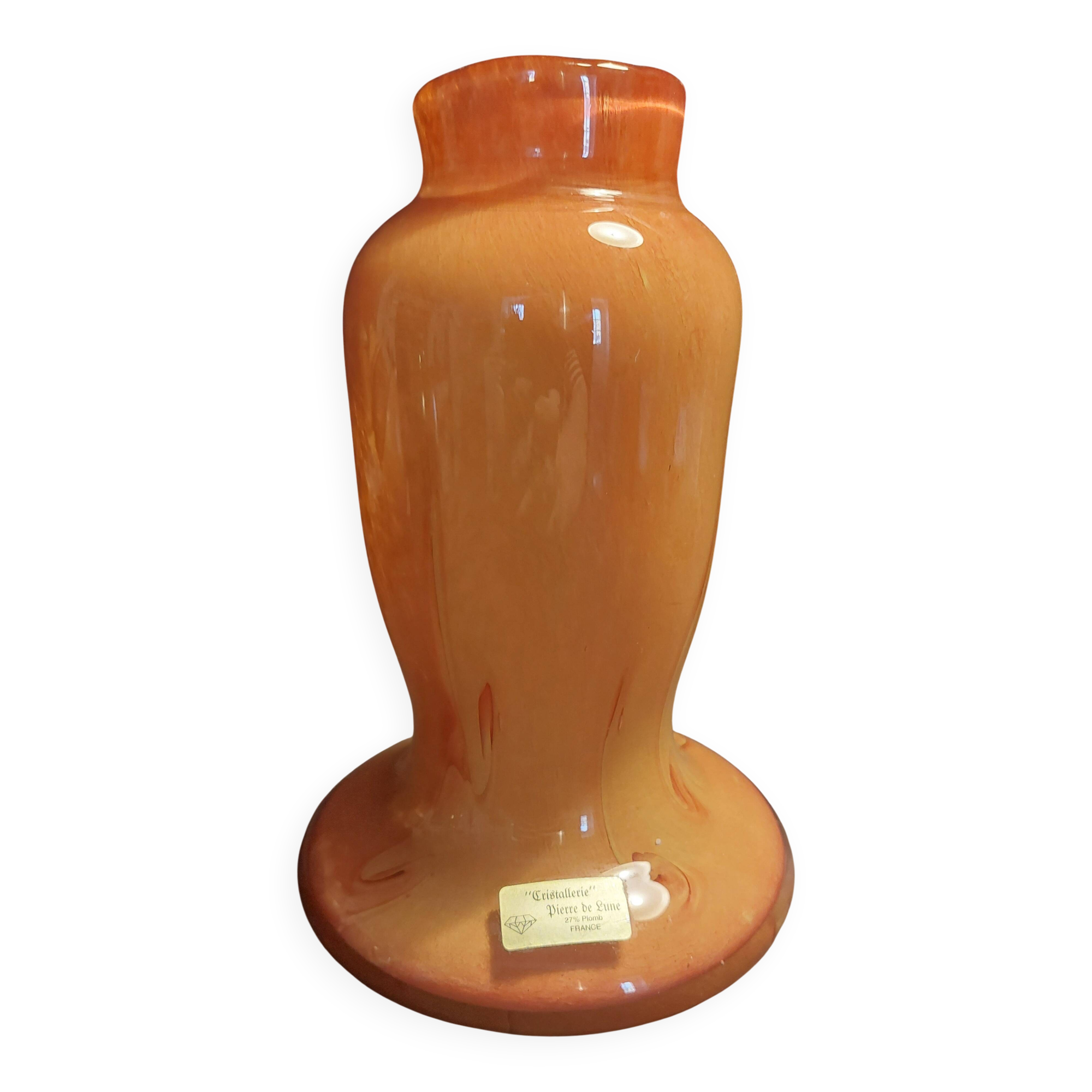 Vintage blown glass vase from Pierre de Lune crystal factory.