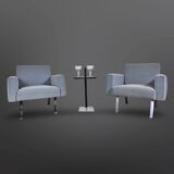 Set of 2 mid-century blue arm chairs, Germany 1950s