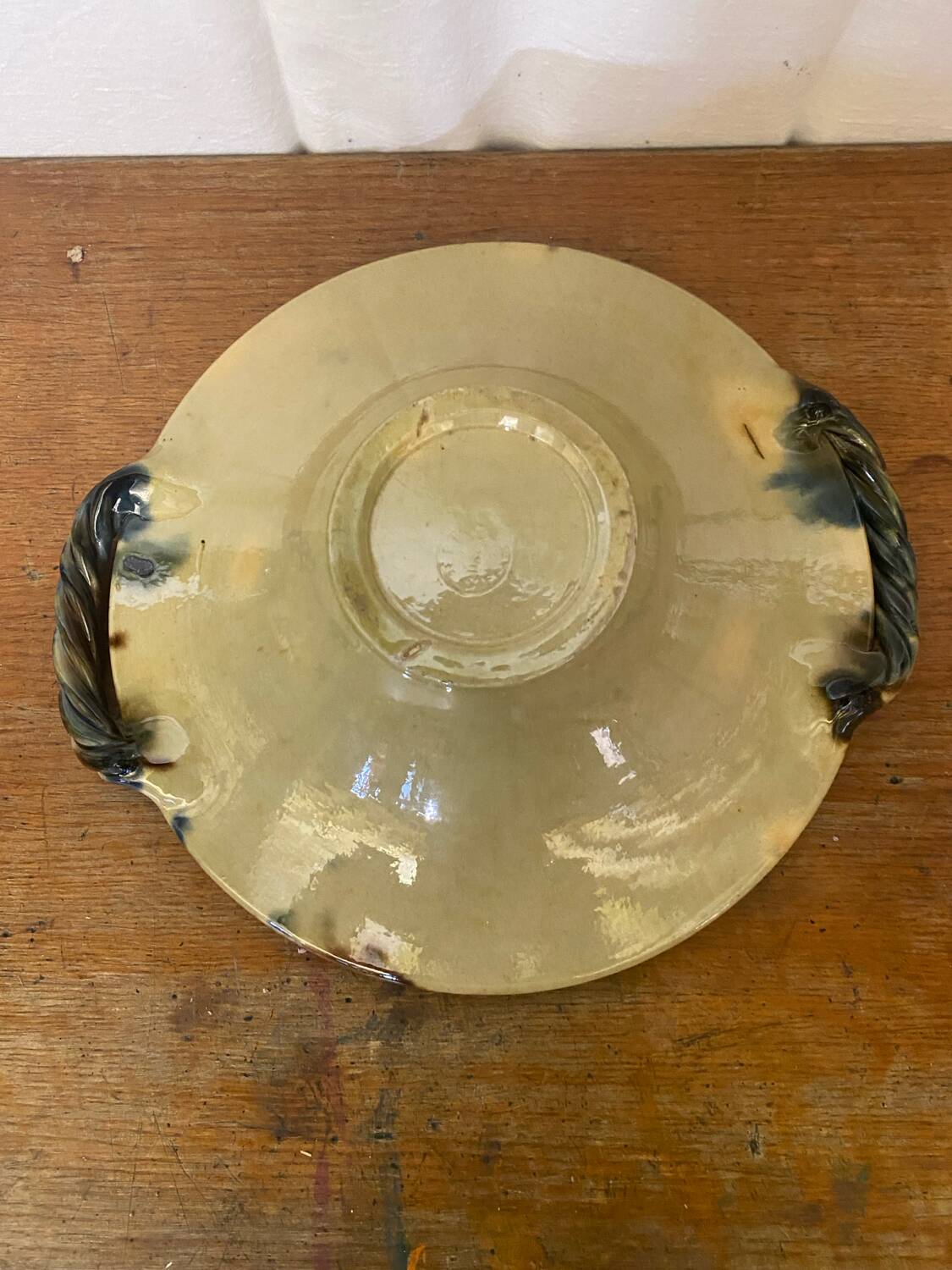 VALLAURIS Ceramic Brown & Blue Vintage Centerpiece