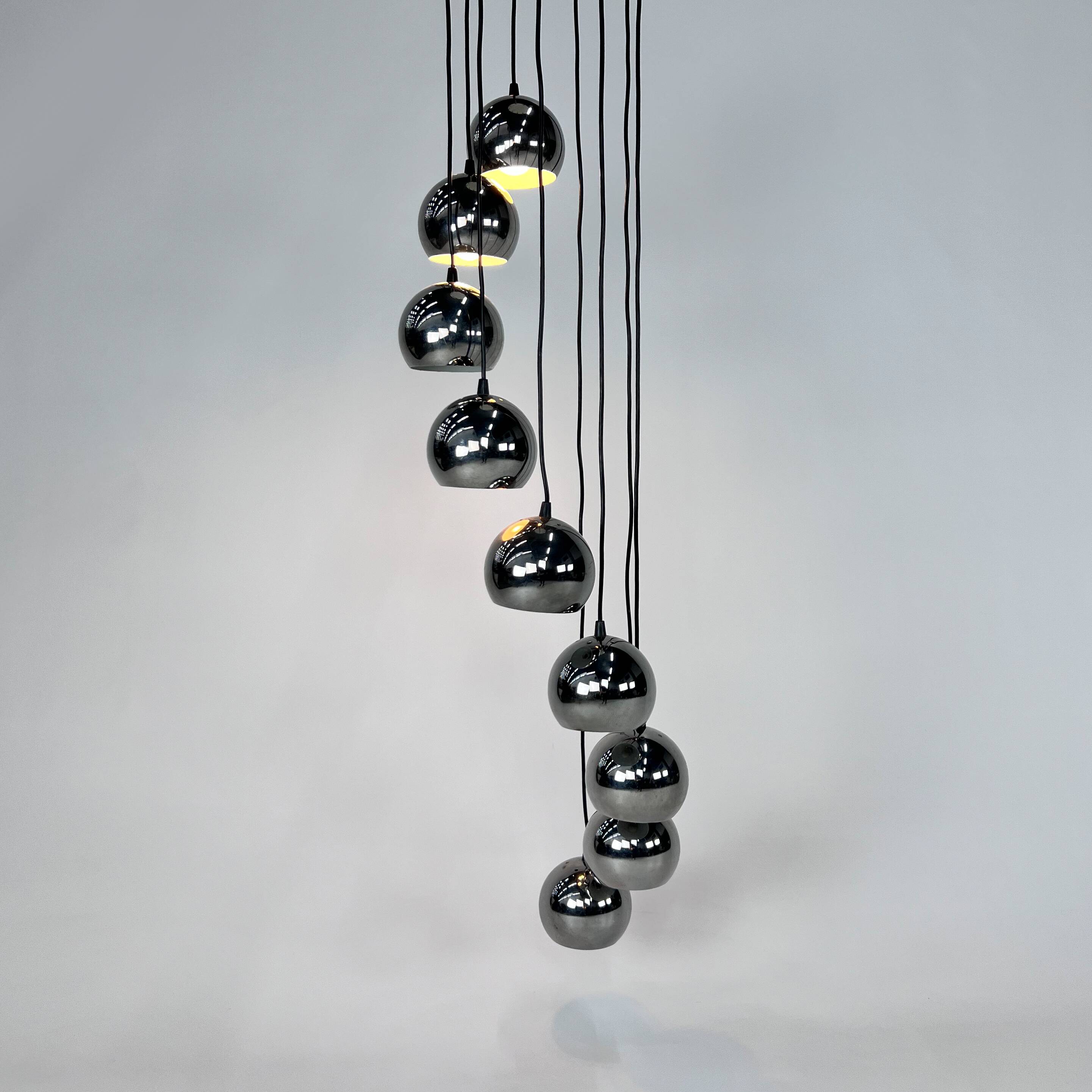 Mid Century Chrome Cascade Chandelier, 1960s