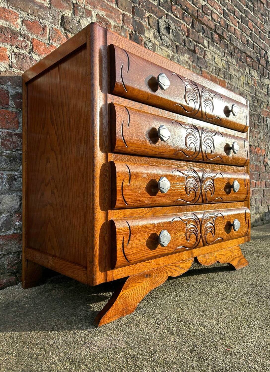 Art Deco commode, vintage antique piece with marble top.