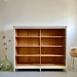 Large antique school wardrobe/bookshelf in solid pine – 1950