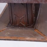 Restored Art Deco Dining Table, Oak, Copper Plating, Glass, Czech, 1930s