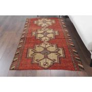 1970s Turkish Oushak Handmade Wool Cotton Red Area Rug 107x200