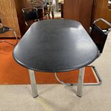 Knoll oval table with black marble and chrome legs by Joe d'Urso, 1983