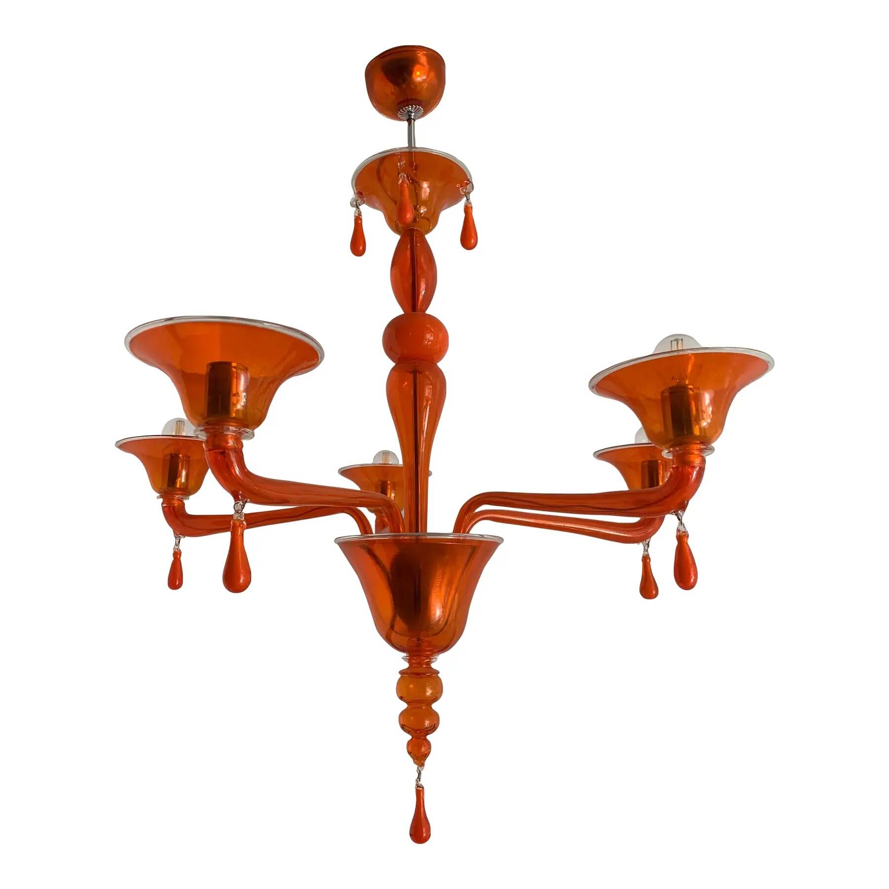 Orange Translucent Glass Chandelier, Contemporary Design