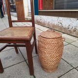 Woven straw basket