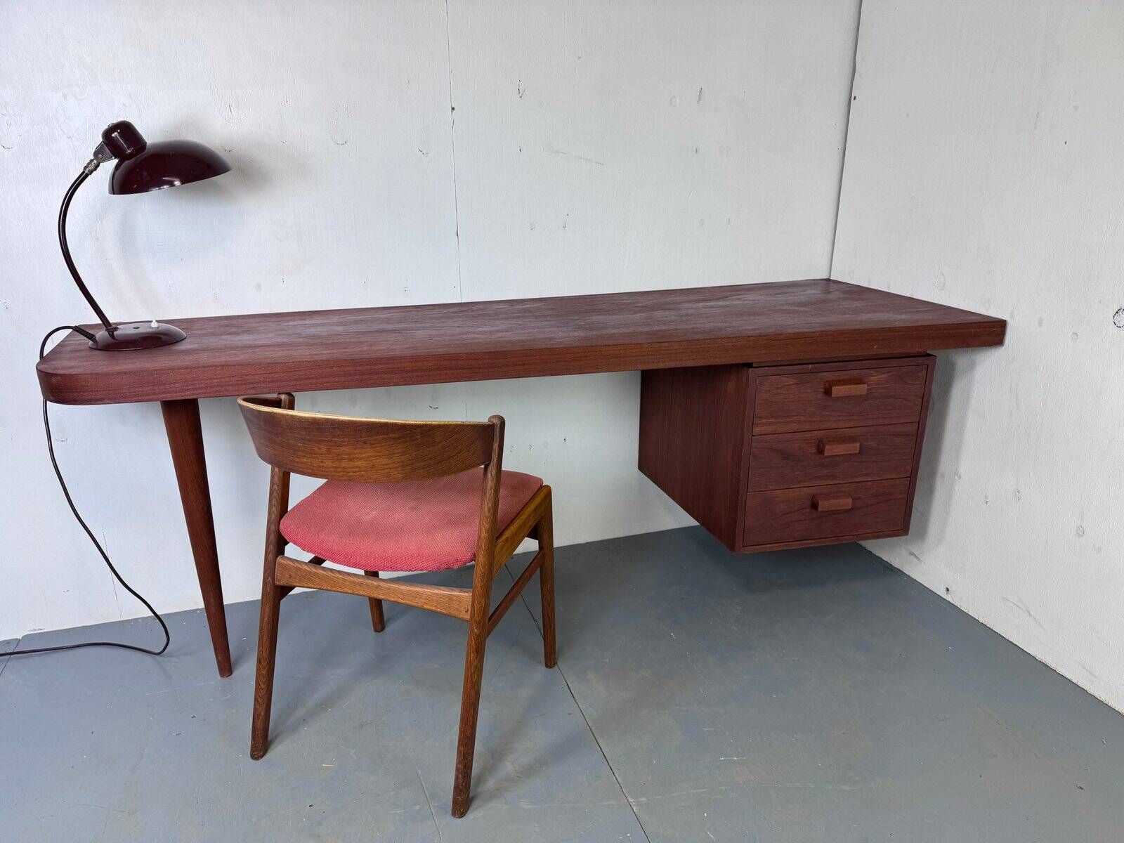 Danish modernist desk in teak, 1950s