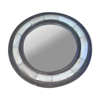 Miroir rond bordé de cuivre 18cm