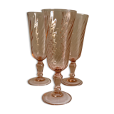 Set of 3 pink champagne flutes twisted rosaline
