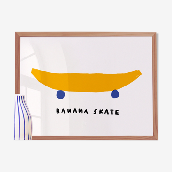 Minimalist banana skate wall poster 40cmx30cm