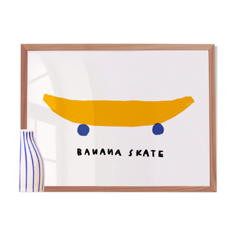 Minimalist banana skate wall poster 40cmx30cm
