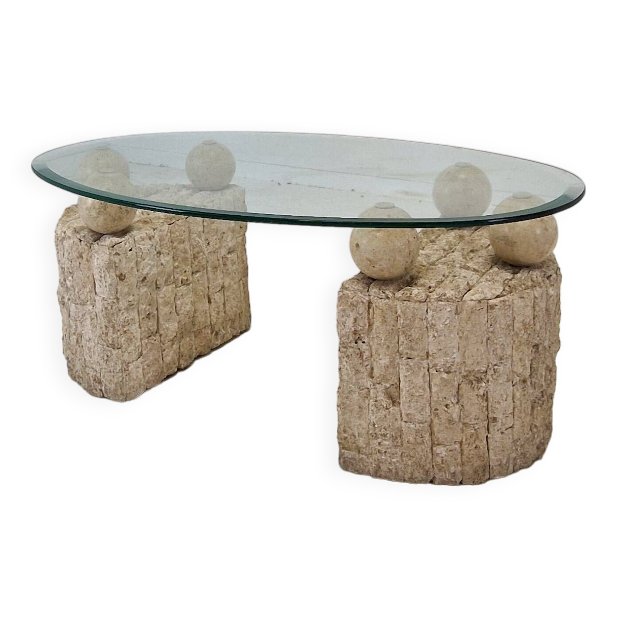 Magnussen Ponte Mactan Stone Coffee or Fossil Stone Table, 1980s