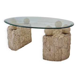 Magnussen Ponte Mactan Stone Coffee or Fossil Stone Table, 1980s