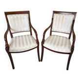 Paire de fauteuils sculptés style Empire – bois acajou