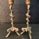 Pair of candlesticks with snakes, gilded bronze 19th century