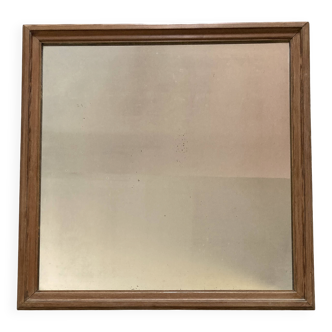 Antique mirror - square - raw wood frame - 85 x 85