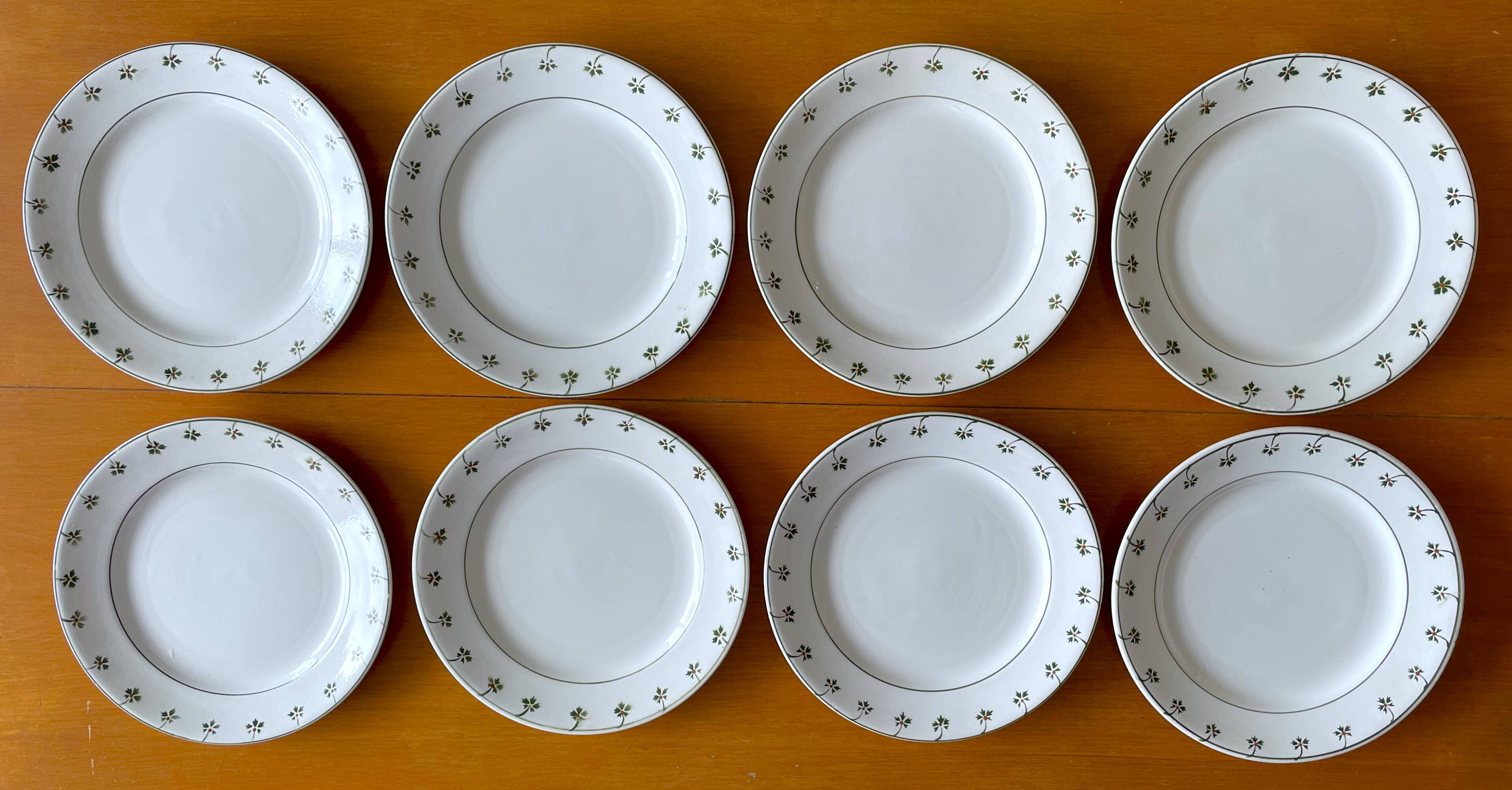8 antique flat plates in Nimy earthenware