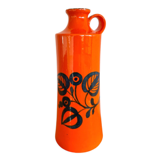 Vase pichet vintage en céramique orange