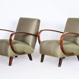 Pair of green Jindrich Halabala armchairs for Up Závody - 1930s Czechia